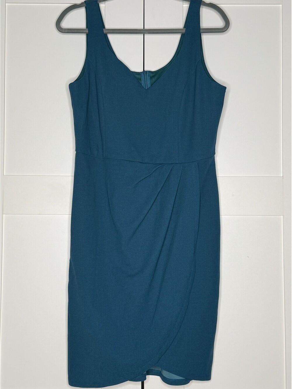 Missufe Teal Sleeveless Faux Wrap Bodycon Dress Size Large